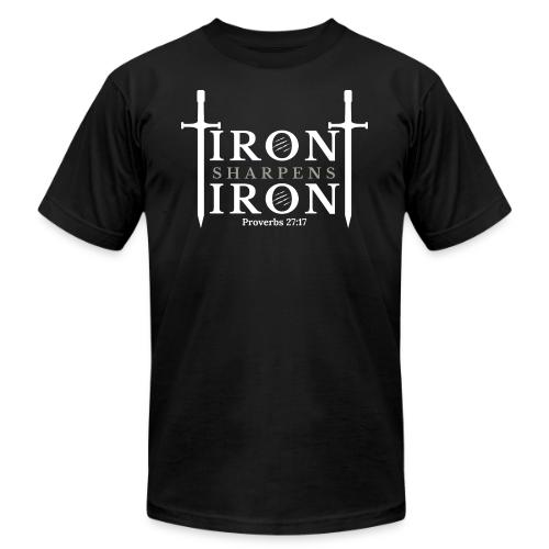 Iron Sharpens Iron - Proverbs 27:17 (White & Grey) - Unisex Jersey T-Shirt by Bella + Canvas