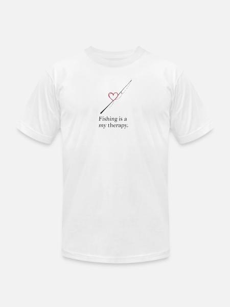 Fishing Heart Therapy Design - Unisex Jersey T-Shirt by Bella + Canvas - white