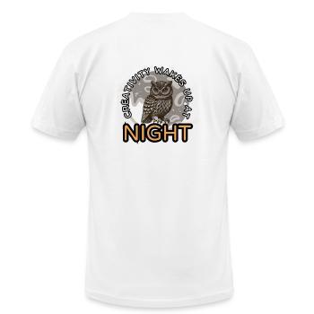 Creativity Wakes Up At Night - Vintage Owl & Moon - Unisex Jersey T-Shirt by Bella + Canvas - white - Back - Jose (178cm)