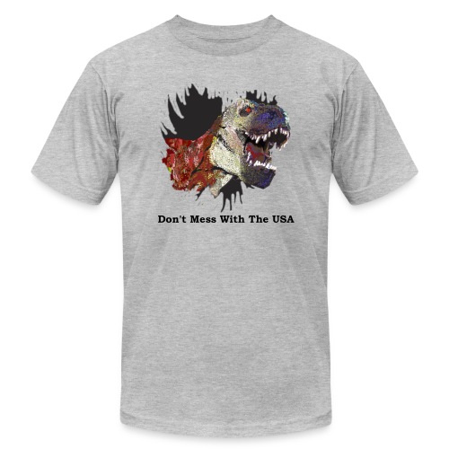 T-rex Mascot Don't Mess with the USA - Unisex Jersey T-Shirt by Bella + Canvas