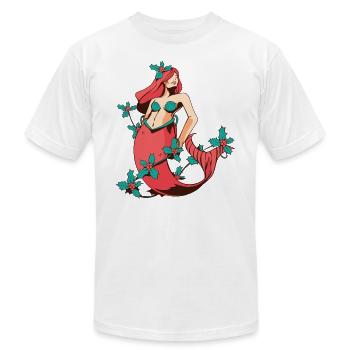 Sirène de Noël avec gui - T-shirt unisexe Bella + Canvas - gris chiné - Devant - Jose (178cm)