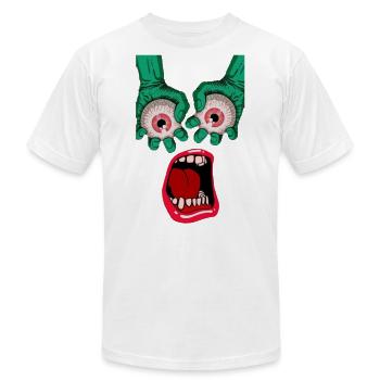 open eye design - Unisex Jersey T-Shirt by Bella + Canvas - heather gray - Front - Jose (178cm)