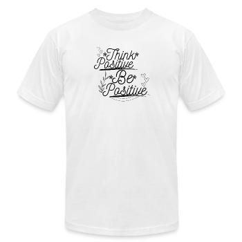 Think positive be positive - Unisex Jersey T-Shirt by Bella + Canvas - heather gray - Front - Jose (178cm)