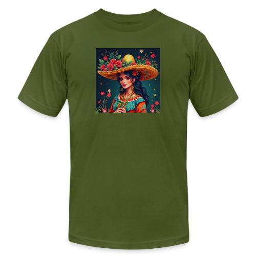 Mexican Design, Regional Mexican Charro Woman - Unisex Jersey T-Shirt by Bella + Canvas