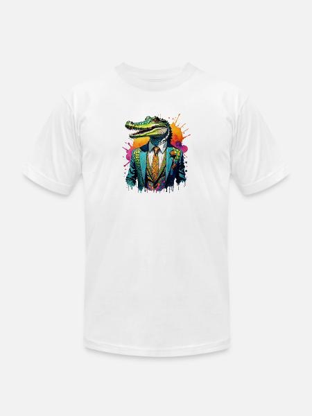 Crocodile in suit - Unisex Jersey T-Shirt by Bella + Canvas -