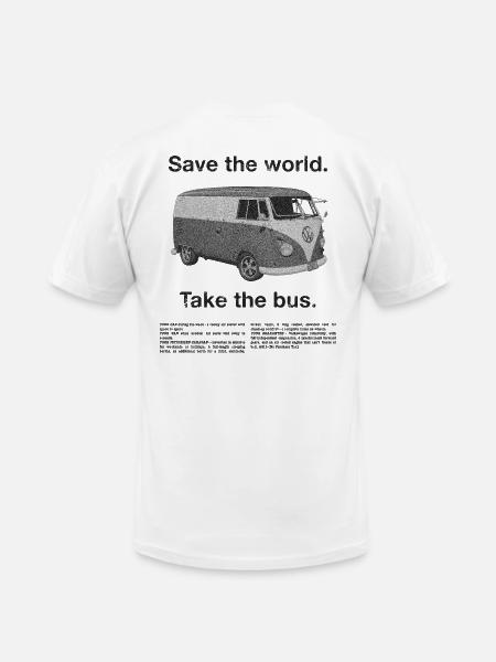 Volkswagen T1 Camper Save The World Take The Bus - Unisex Jersey T-Shirt by Bella + Canvas - heather gray