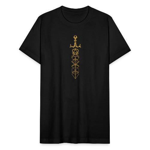 Gold Polyhedral Dice Sword - Unisex Jersey T-Shirt by Bella + Canvas