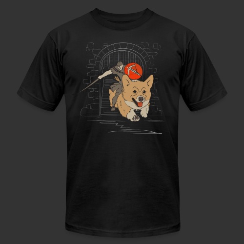 A Corgi Knight charges into battle - Unisex Jersey T-Shirt by Bella + Canvas