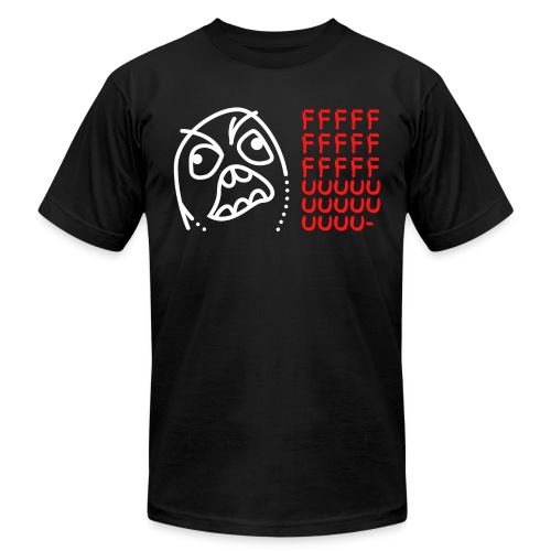 RageGuy FFFFF UUUUU meme (White & Red on Black) - Unisex Jersey T-Shirt by Bella + Canvas