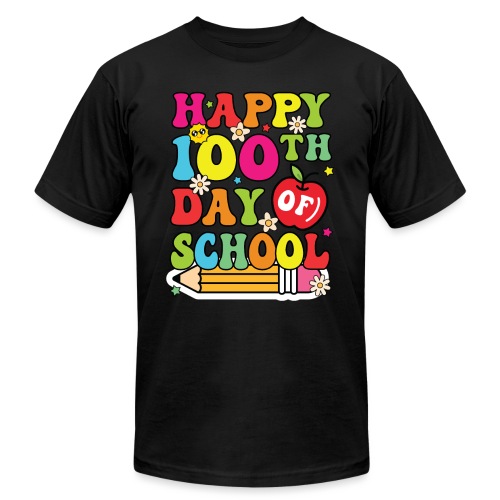 happy 100th day of school student and teacher - Unisex Jersey T-Shirt by Bella + Canvas