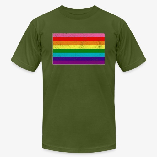 Distressed Original LGBT Gay Pride Flag - Unisex Jersey T-Shirt by Bella + Canvas