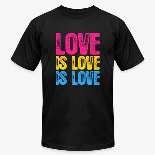Pansexual Pride Love is Love is Love - Unisex Jersey T-Shirt by Bella + Canvas