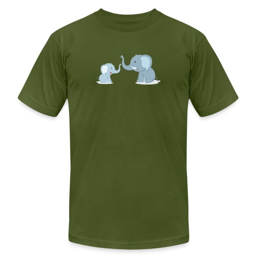 Father and Baby Son Elephant - Unisex Jersey T-Shirt by Bella + Canvas