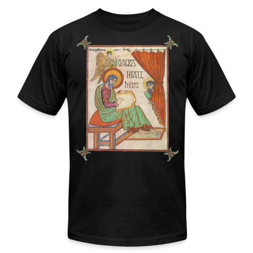 Saint Matthew; Lindisfarne Gospels - Unisex Jersey T-Shirt by Bella + Canvas