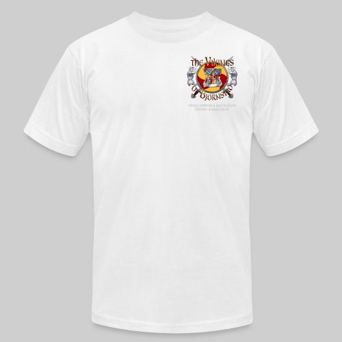 Bjornstad pocket logo/Raze a village - Unisex Jersey T-Shirt by Bella + Canvas