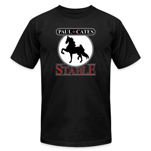 Paul Cates Stable dark shirt with sleeve decal - Unisex Jersey T-Shirt by Bella + Canvas