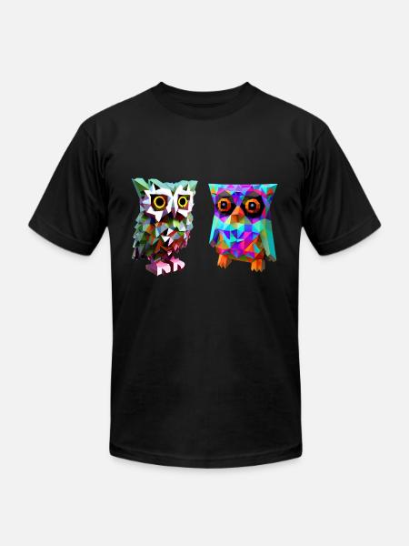 Polygon owls - Unisex Jersey T-Shirt by Bella + Canvas - black