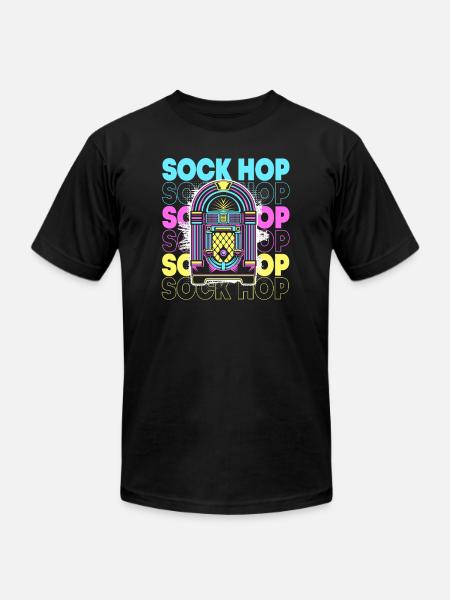 Retro 50s Sock Hop Dance - Unisex Jersey T-Shirt by Bella + Canvas - black