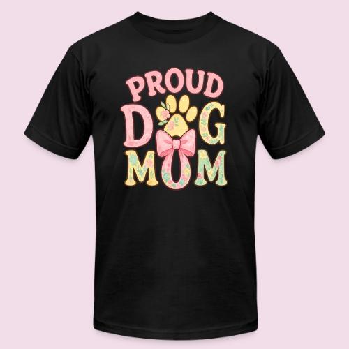Proud Dog Mom Floral Paw Bow - Unisex Jersey T-Shirt by Bella + Canvas