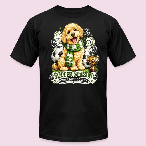 Soccer Season With My Doodle Goldendoodle Dog - Unisex Jersey T-Shirt by Bella + Canvas