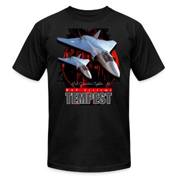 BAE Systems Tempest Next-Generation Fighter Jet - Unisex Jersey T-Shirt by Bella + Canvas - black - Front - Jose (178cm)