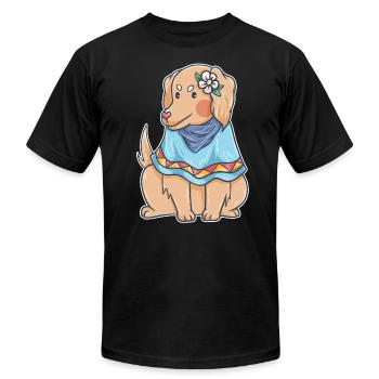 belle fille de chien comme hippie avec une fleur dans son ha - T-shirt unisexe Bella + Canvas - noir - Devant - Jose (178cm)