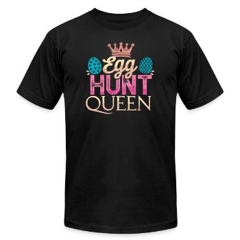 Chasse aux oeufs de Pâques Reine - T-shirt unisexe Bella + Canvas - noir - Devant - Jose (178cm)