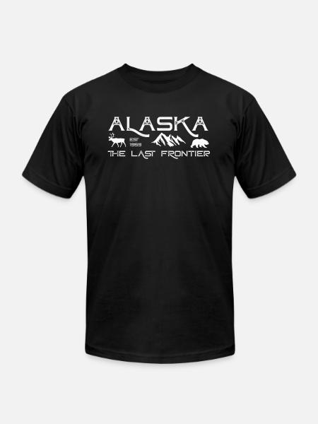 Rustic Alaska The Last Frontier Alaskan Outdoors - Unisex Jersey T-Shirt by Bella + Canvas - black