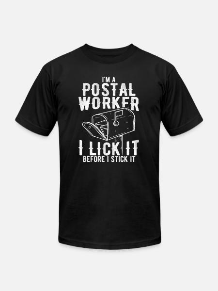 Funny Postal Worker Rude Mailman Postman Gift - Unisex Jersey T-Shirt by Bella + Canvas - black