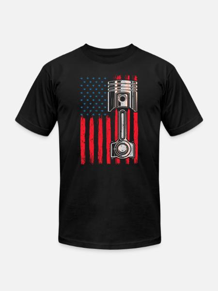 Piston American Flag - Unisex Jersey T-Shirt by Bella + Canvas - black