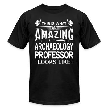 Amazing Archaeology Professor - Unisex Jersey T-Shirt by Bella + Canvas - black - Front - Jose (178cm)