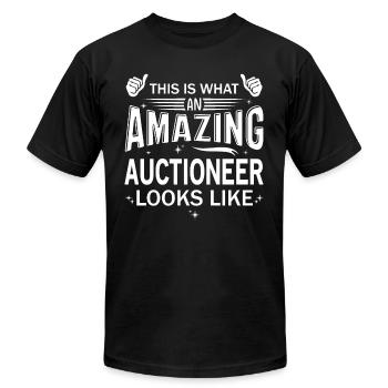 Amazing Auctioneer - Unisex Jersey T-Shirt by Bella + Canvas - black - Front - Jose (178cm)
