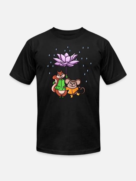Lotus Flower Umbrella - Unisex Jersey T-Shirt by Bella + Canvas - black