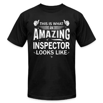 Amazing Inspector - Unisex Jersey T-Shirt by Bella + Canvas - black - Front - Jose (178cm)