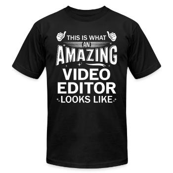 Amazing Video Editor - Unisex Jersey T-Shirt by Bella + Canvas - black - Front - Jose (178cm)