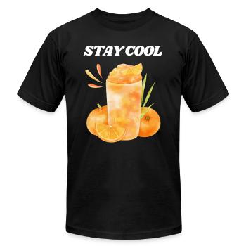 Stay Cool Orange Juice - Unisex Jersey T-Shirt by Bella + Canvas - black - Front - Jose (178cm)
