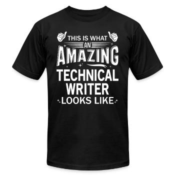 Amazing Technical Writer - Unisex Jersey T-Shirt by Bella + Canvas - black - Front - Jose (178cm)