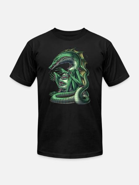 Aztec Mythology Creature Cipactli - Unisex Jersey T-Shirt by Bella + Canvas - black