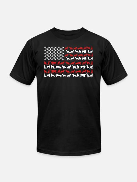 German Shepherd US FLAG - Unisex Jersey T-Shirt by Bella + Canvas - black