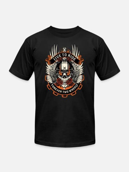 Forever Two Wheels Live to Ride - Unisex Jersey T-Shirt by Bella + Canvas - black