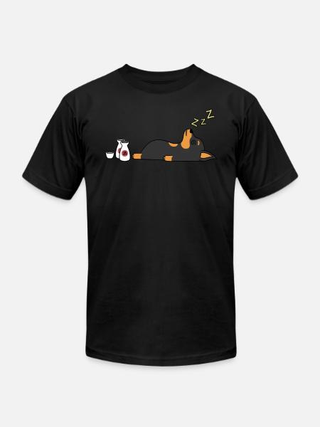 Miniature Pinscher Sake Drunk - Unisex Jersey T-Shirt by Bella + Canvas - black