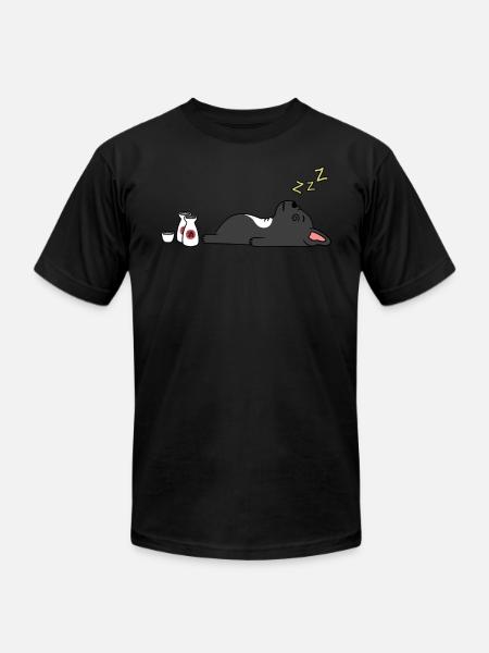 French Bulldog Sake Drunk - Unisex Jersey T-Shirt by Bella + Canvas - black