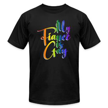 My Fiancé Is Gay - Gay Bachelor Party Gay Marriage - Unisex Jersey T-Shirt by Bella + Canvas - black - Front - Jose (178cm)