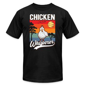 Chicken Whisperer Farmer - Unisex Jersey T-Shirt by Bella + Canvas - black - Front - Jose (178cm)