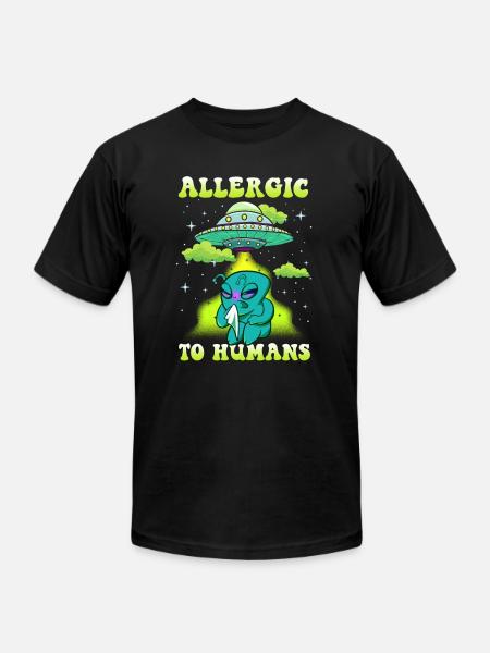 Aliens Allergic to Humans - Unisex Jersey T-Shirt by Bella + Canvas - black