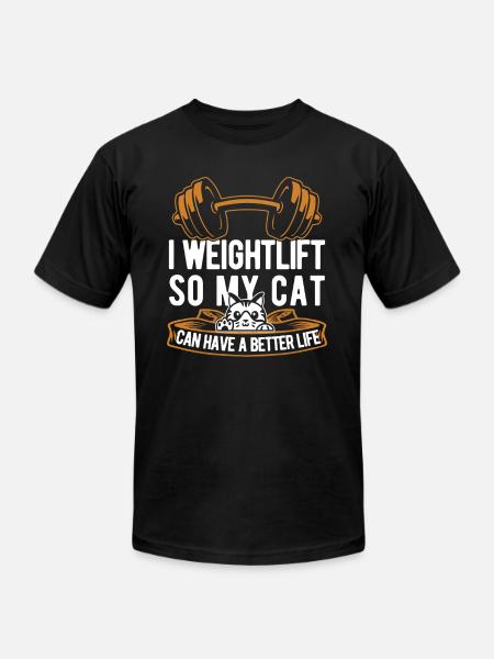 Weightlifting Weightlifter Cat - Unisex Jersey T-Shirt by Bella + Canvas - black