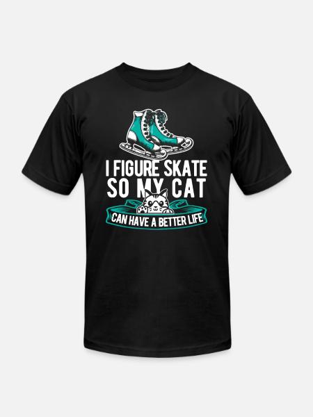 Figure Skating Cat - Unisex Jersey T-Shirt by Bella + Canvas - black