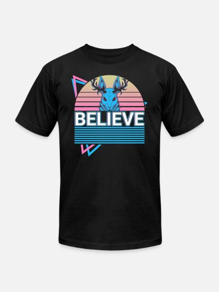 Jackalope Retro Cryptid Cryptozoology - Unisex Jersey T-Shirt by Bella + Canvas - black