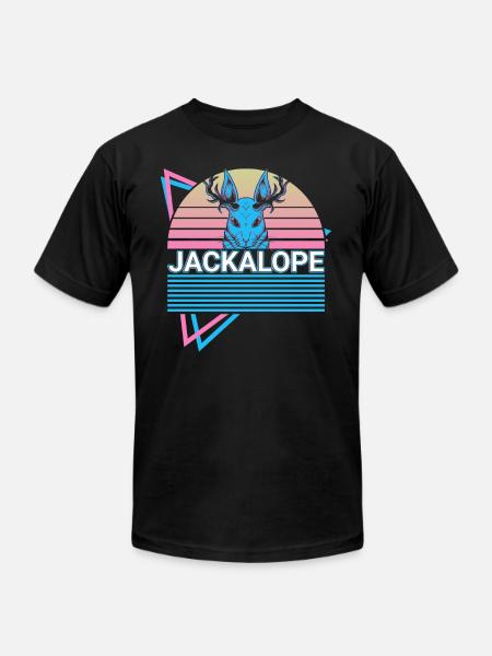 Jackalope Retro Cryptid Cryptozoology - Unisex Jersey T-Shirt by Bella + Canvas - black