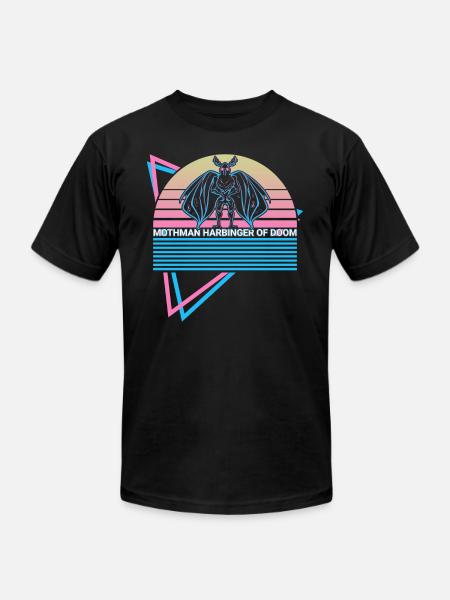 Mothman Cryptid Retro - Unisex Jersey T-Shirt by Bella + Canvas - black